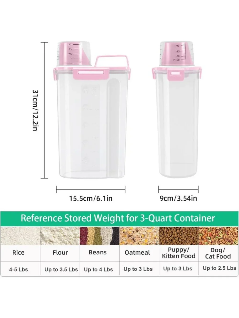 2 Pack 5L Food Storage Containers for Rice, Cereal & Pet Food - Kitchen Pantry